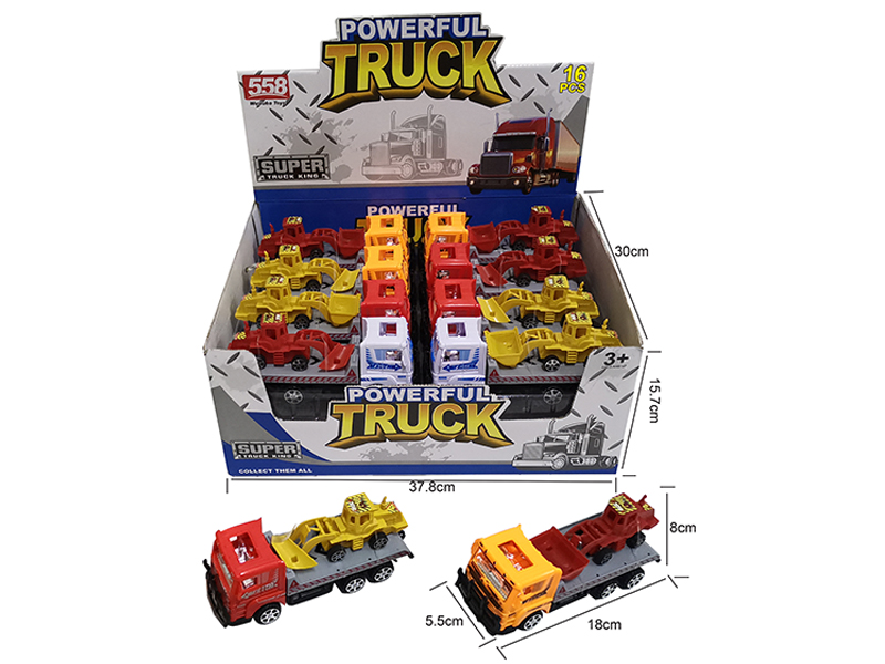 18CM Friction Tow Truck+1PCS 12CM Slide Engineering Vehicle(16PCS)