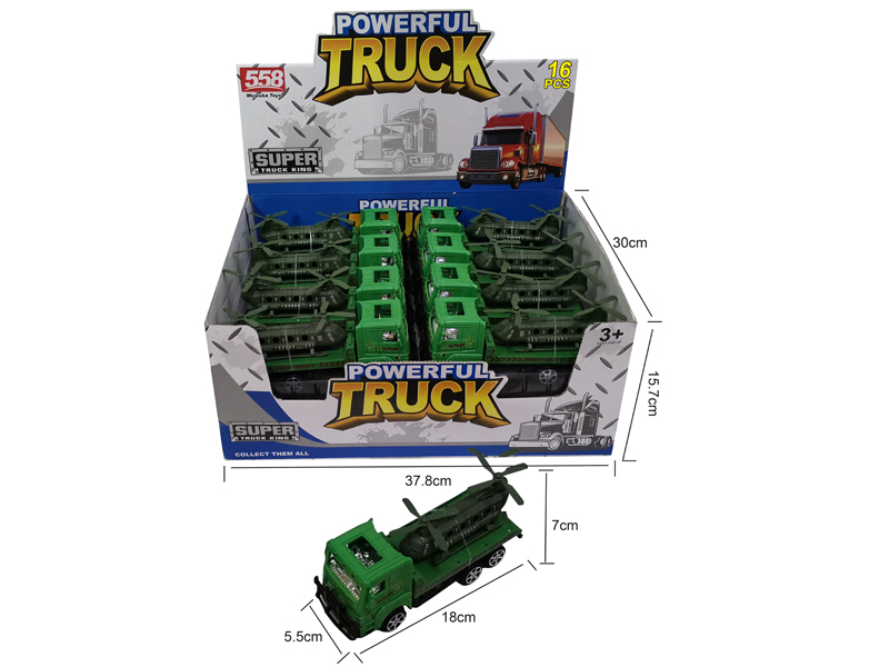18CM Friction Military Towing Vehicle+1PCS 11CM Helicopter Fighter(16PCS)