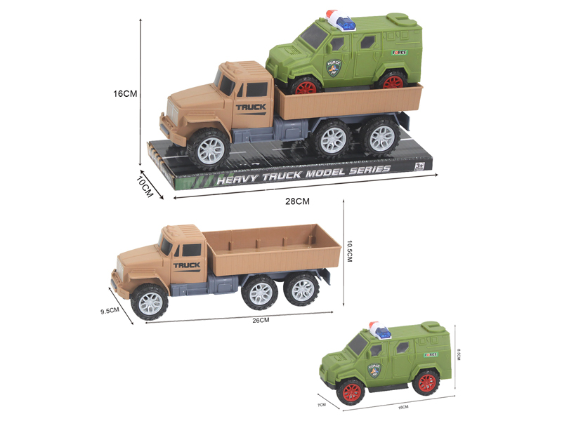 Friction Military Vehicle + Slide Police Car