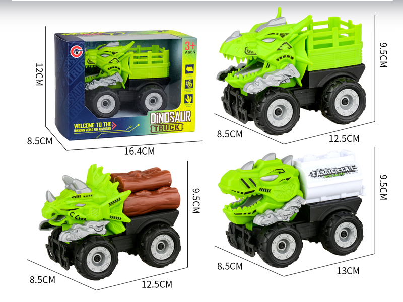 Medium Large Friction Dinosaur Farmer's Car