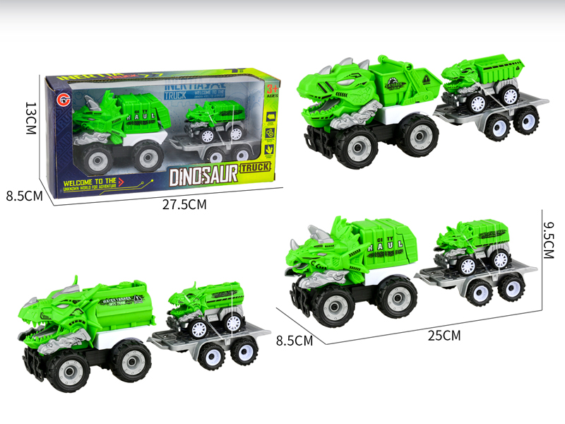 Medium Large Friction Dinosaur Sanitation Vehicle+1PCS Pull Back Dinosaur Vehicle