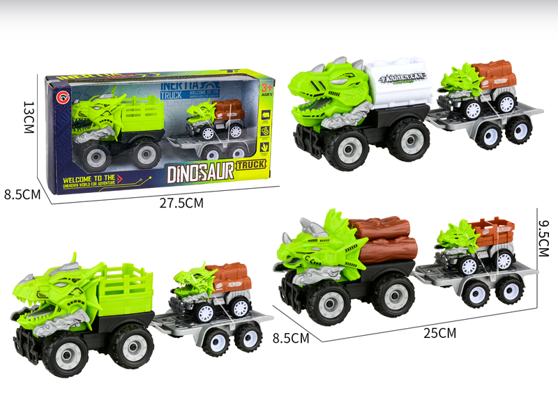 Medium Large Friction Dinosaur Farmer's Car+1PCS Pull Back Dinosaur Vehicle