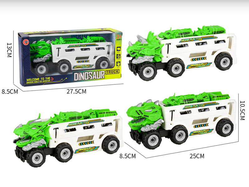 Medium Large Friction Dinosaur Sanitation Vehicle+2PCS Pull Back Dinosaur Vehicle