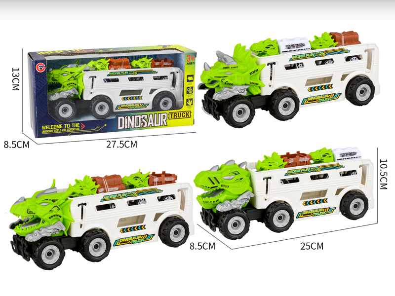 Medium Large Friction Dinosaur Farmer's Car+2PCS Pull Back Dinosaur Vehicle