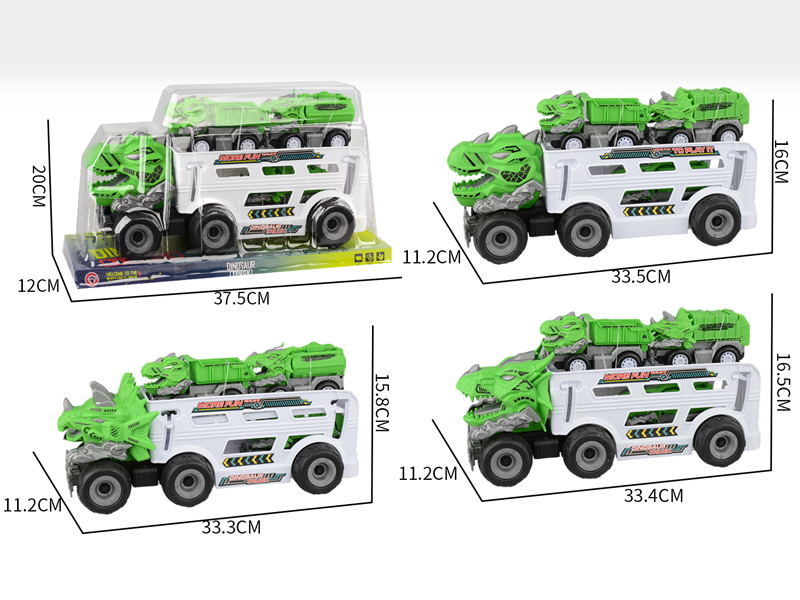 Large Friction Dinosaur Sanitation Vehicle+3PCS Friction Dinosaur Car