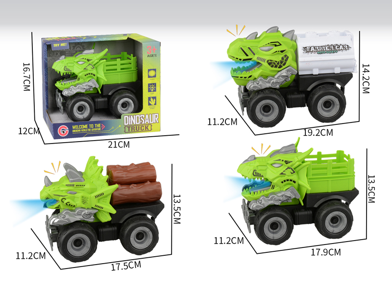 Large Friction Dinosaur Farmer's Car With Light And Sound