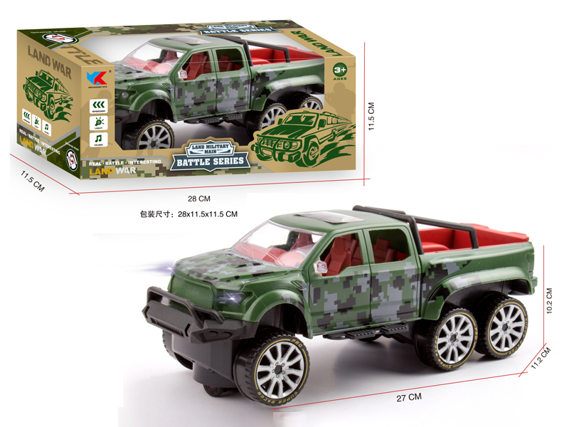 1:16 B/O Go And Bump Six Wheeled Ford Pickup Truck Military Simulation Vehicle With Light And Music