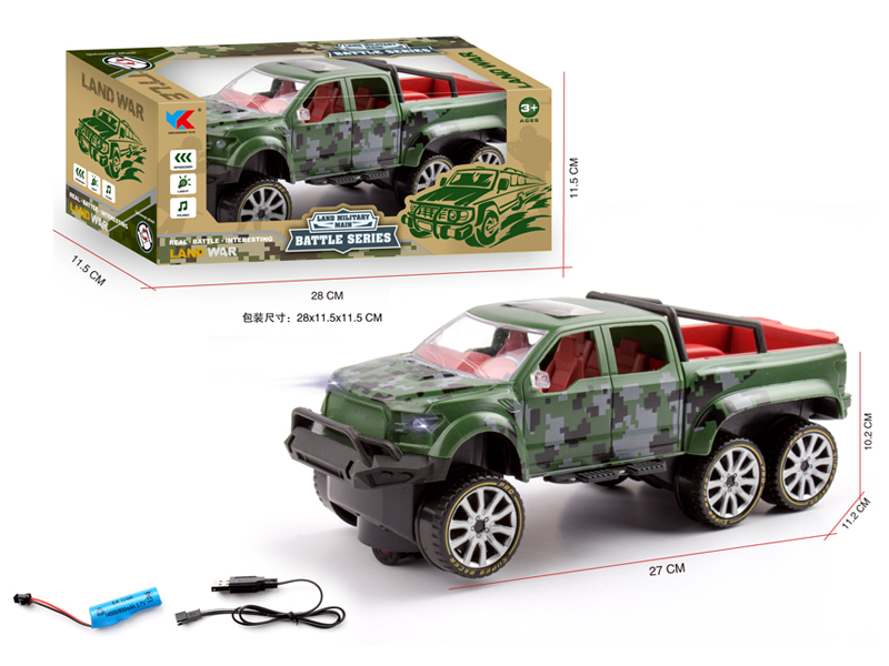 1:16 B/O Go And Bump Six Wheeled Ford Pickup Truck Military Simulation Vehicle With Light And Music