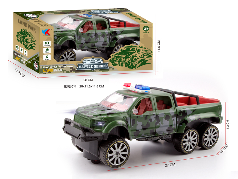 1:16 B/O Go And Bump Six Wheeled Ford Pickup Truck Military Police Vehicle With Light And Music