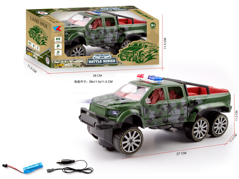 1:16 B/O Go And Bump Six Wheeled Ford Pickup Truck Military Police Vehicle With Light And Music