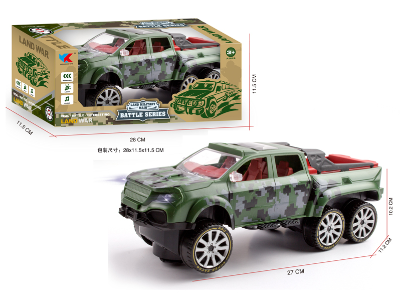 1:16 B/O Go And Bump Six Wheeled Mercedes Benz Pickup Truck Military Simulation Vehicle With Light And Music