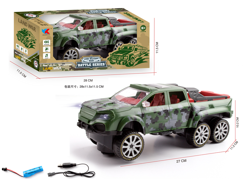 1:16 B/O Go And Bump Six Wheeled Mercedes Benz Pickup Truck Military Simulation Vehicle With Light And Music