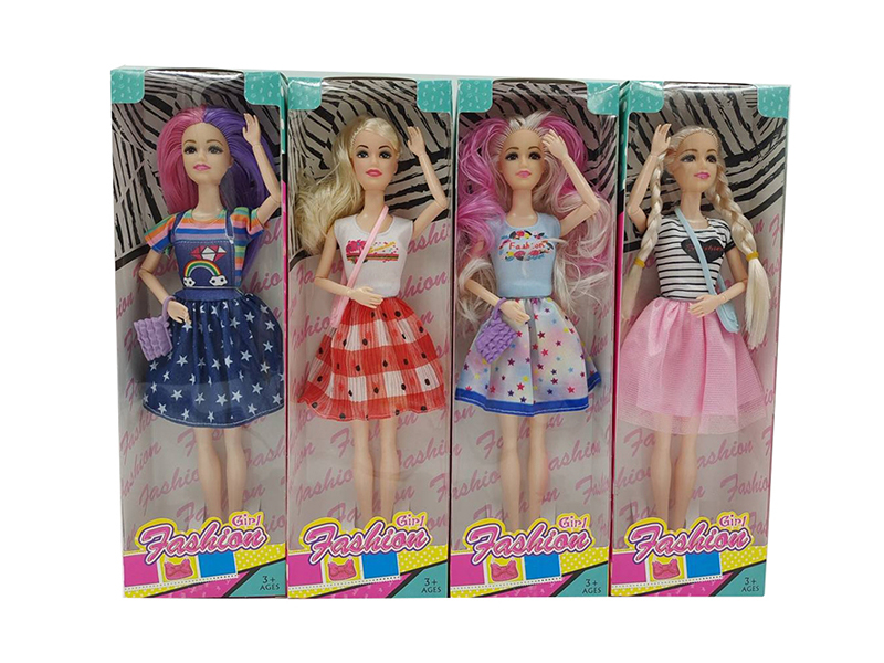 11.5-Inch Solid Body 9-Joint Fashion Dress Doll  With Handbag