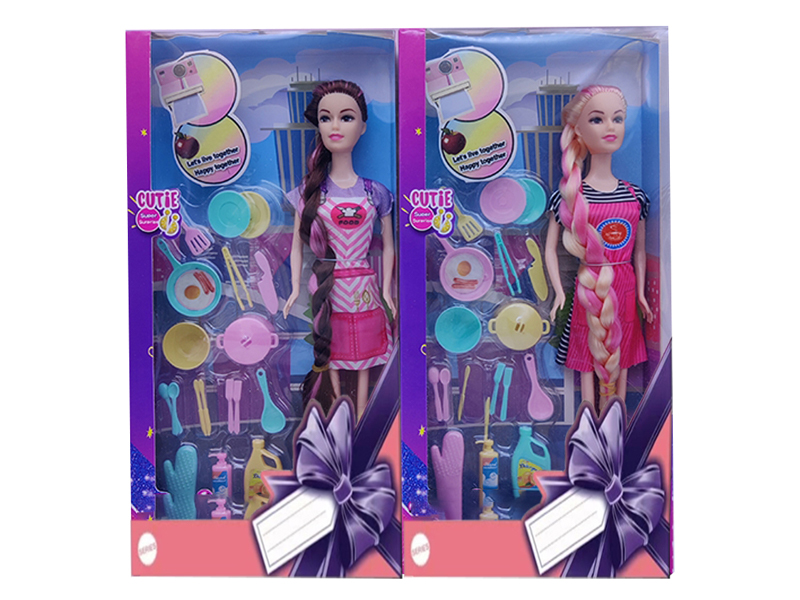 11.5-Inch Solid Fashion Dress Doll With Kitchen Utensils