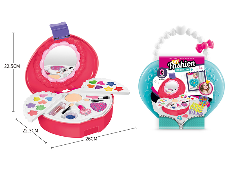 Heart-Shaped Storage Handbag Make Up Set(Red/Blue Mixed)
