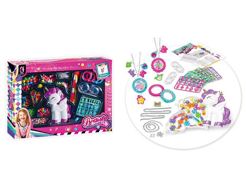 Unicorn Storage Jewelry Box DIY Beads Necklace Set