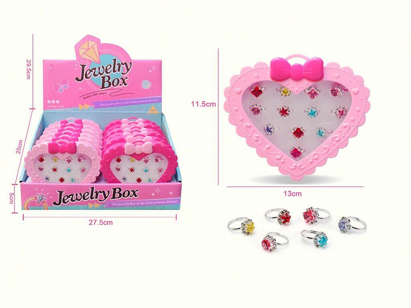 Girl Adornment Toys Gem Alloy Finger Ring 12PCS