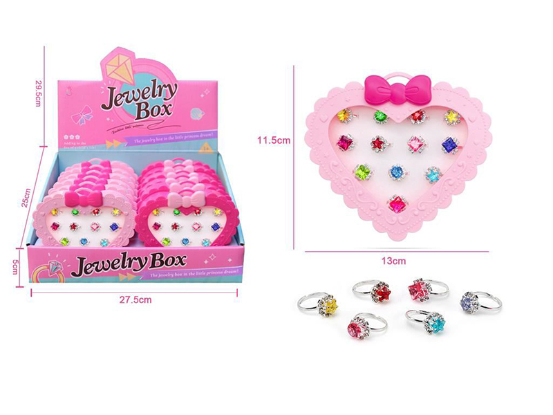 Girl Adornment Toys Gem Alloy Finger Ring 12PCS