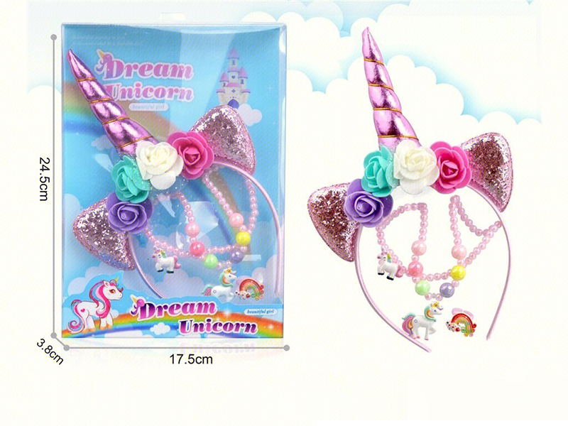Girl Adornment Toys Unicorn Headband + Necklace