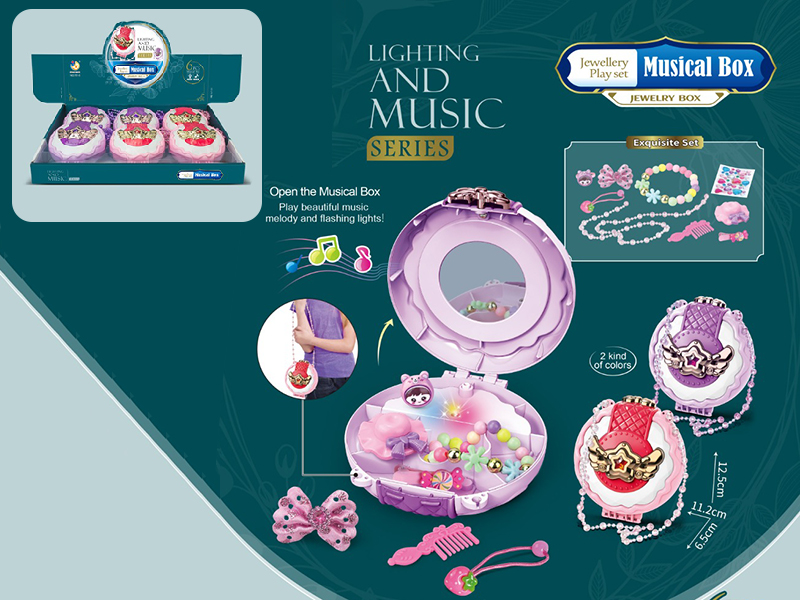 Musical Box Jewelry Play Set With Lights And Music 6pcs