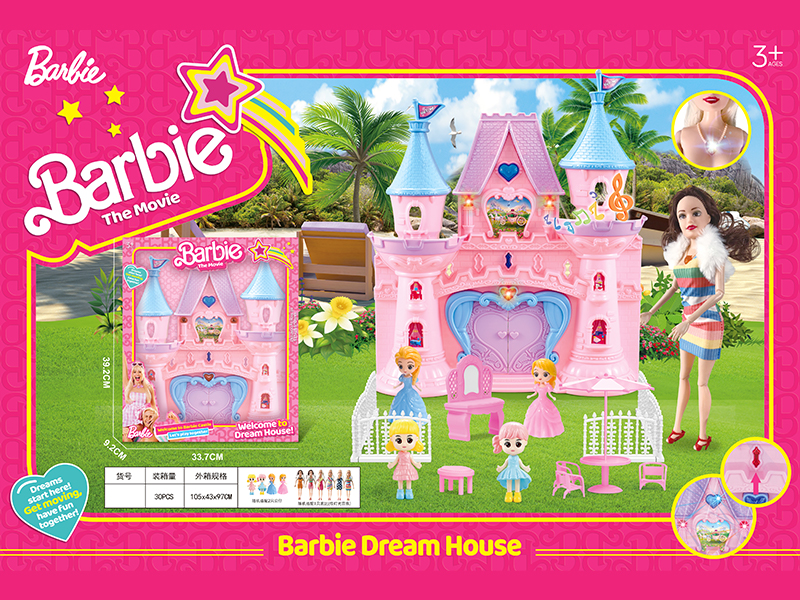Castle With Doll With Light Music +Princess+Furniture Fence