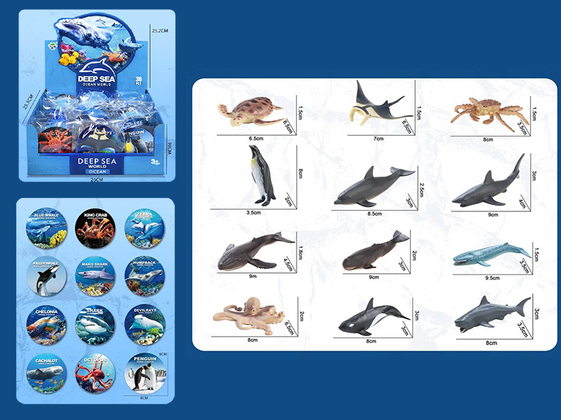 Sea Animal Model Toys With Card 36pcs