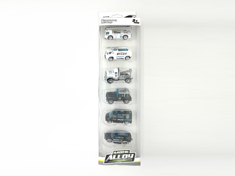 6PCS Slide Alloy Police Car