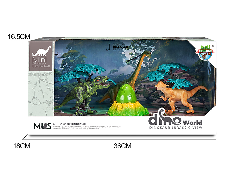 Dinosaur Model Forest Scene Set + Surprise Dragon Egg