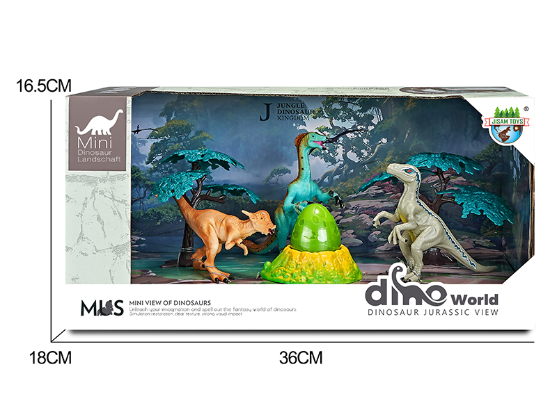 Dinosaur Model Forest Scene Set + Surprise Dragon Egg