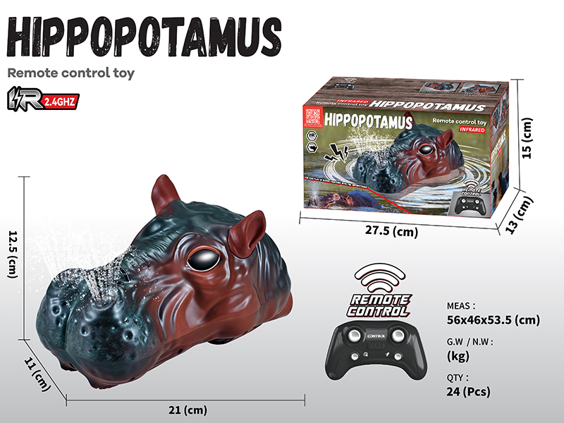 2.4G Remote Control Hippo Water Toy With Water Spraying Function