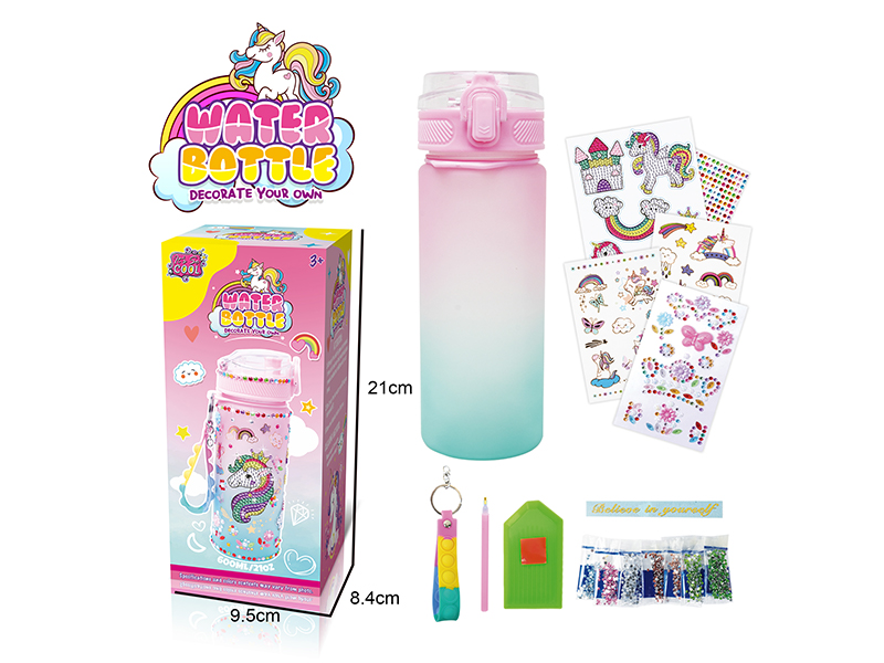 DIY Diamond Gradient Water Bottle - Unicorn