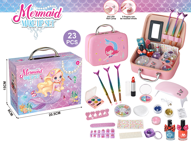 Mermaid Princess Makeup Series Leather Storage Handbag 23pcs