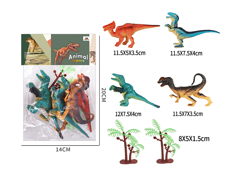 5-Inche Dinosaur 4PCS+2 Tree