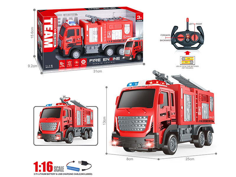 27Mhz 1:16 4-Channel Remote Control Fire Engine With Headlight(Included Batteries)