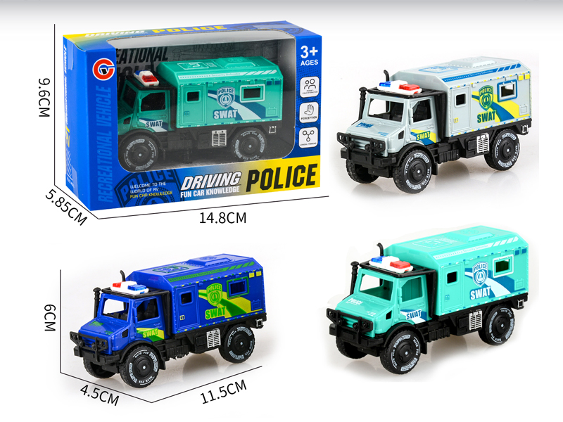 Friction Single Row Unimog Police Car