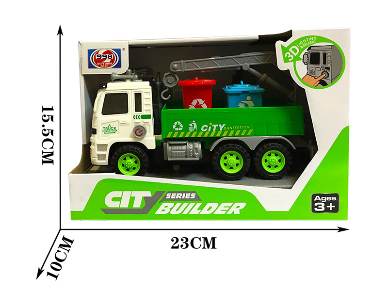 Friction Rubbish Car With 3D Lights And Music + Garbage Can