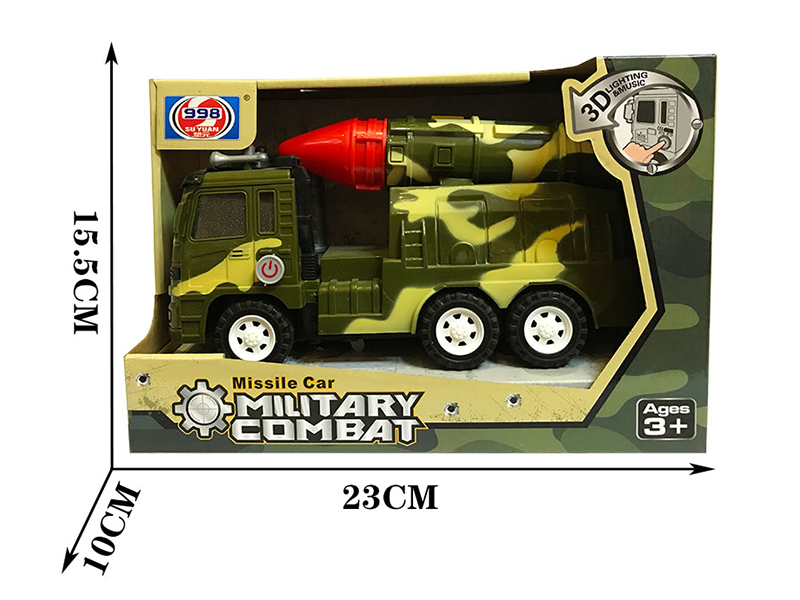 Friction Military Truck With 3D Lights And Music