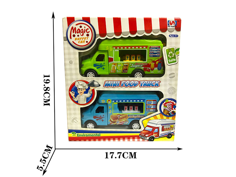 Friction Cartoon Food Trucks 2pcs