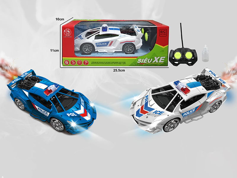 27Mhz 4-Channel Remote Control Spray Police Car(Not Included Batteries)