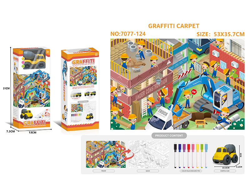 Graffiti Carpet(Engineering Theme) + 1 Car + 8 Colour Pens