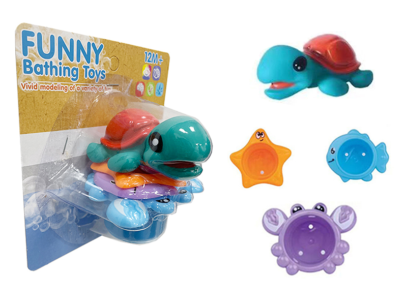 Stacked Cup Vinyl Turtle Baby Bathing Toys 4pcs