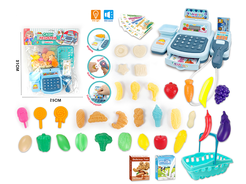 Simulated Cash Register With Light And Sound(Blue)