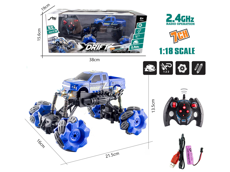 1:18  4WD R/C Stunt Pickup Truck Climbing Police Car With Light