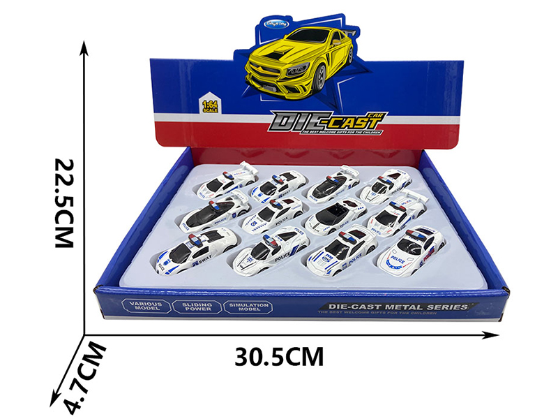 Slide Alloy Simulation Police Cars 12PCS