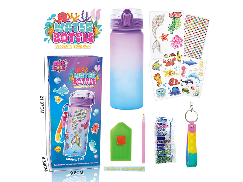DIY Diamond Purple Blue Water Bottle - Mermaid