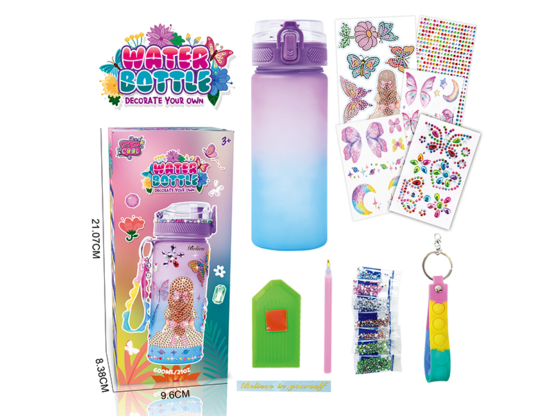 DIY Diamond Purple Blue Water Bottle - Girl