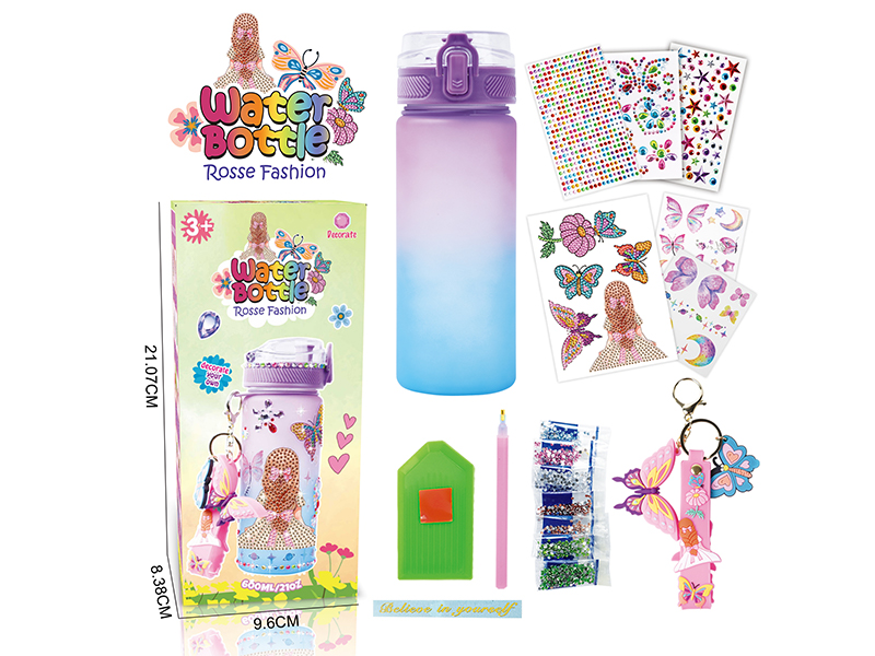 DIY Diamond Purple Blue Water Bottle - Girl(Upgraded Version)