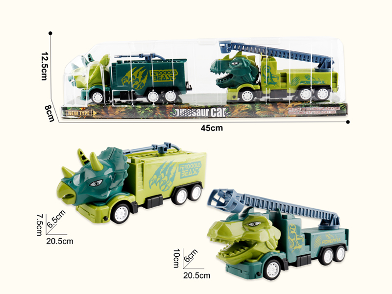 Friction Dinosaur Fire Truck 2PCS