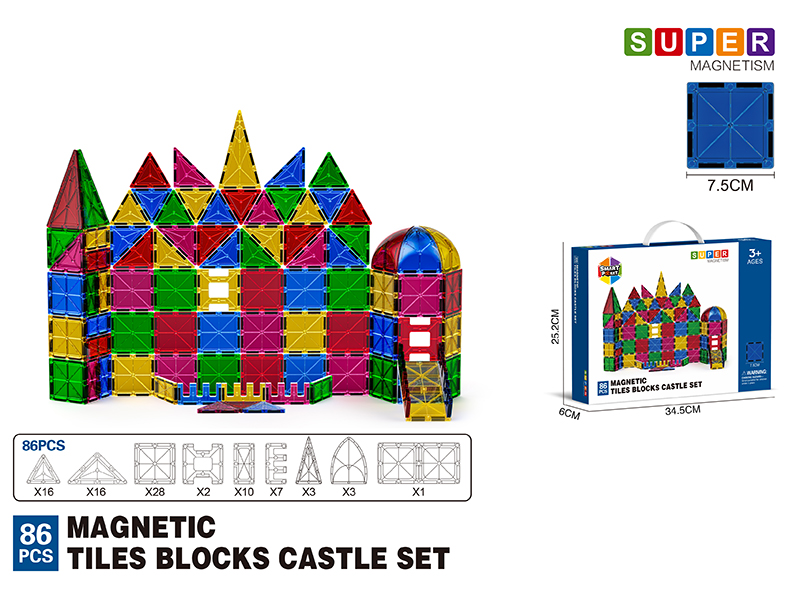 7.5CM Magnetic Tiles Building Blocks 86PCS