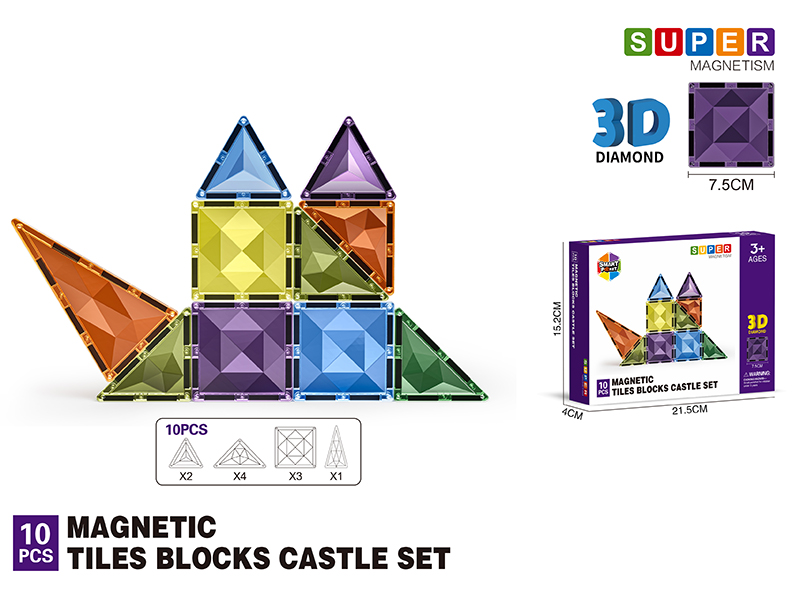 7.5CM 3D Damond Magnetic Tiles Building Blocks 10PCS